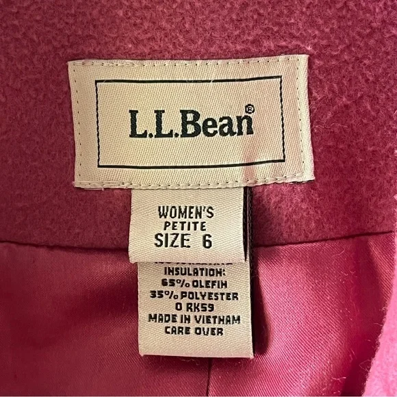 LL Bean Pink Wool Pea Coat Nautical Anchor Buttons Preppy Jacket Size 6 - Picture 11 of 16
